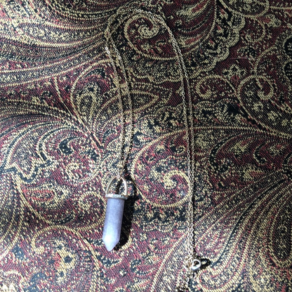 Quartz long chain necklace